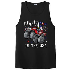 Party In Usa Monster Truck Us Flag Boy America PosiCharge Competitor Tank