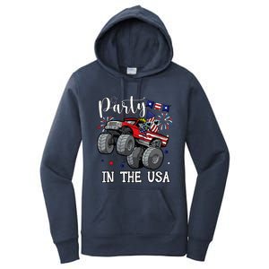 Party In Usa Monster Truck Us Flag Boy America Women's Pullover Hoodie