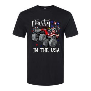 Party In Usa Monster Truck Us Flag Boy America Softstyle CVC T-Shirt