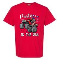 Party In Usa Monster Truck Us Flag Boy America Garment-Dyed Heavyweight T-Shirt