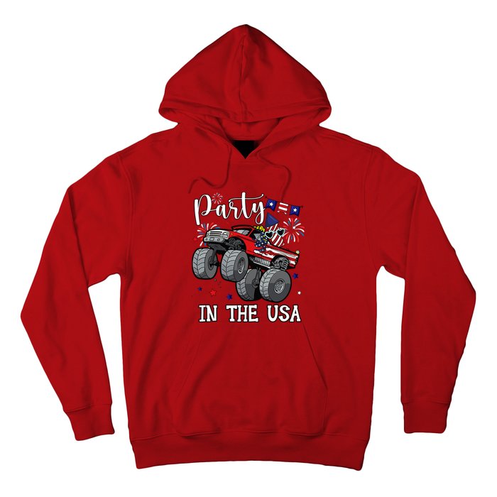 Party In Usa Monster Truck Us Flag Boy America Hoodie