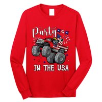 Party In Usa Monster Truck Us Flag Boy America Long Sleeve Shirt