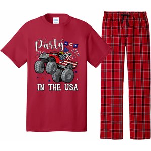 Party In Usa Monster Truck Us Flag Boy America Pajama Set