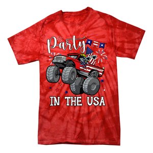 Party In Usa Monster Truck Us Flag Boy America Tie-Dye T-Shirt