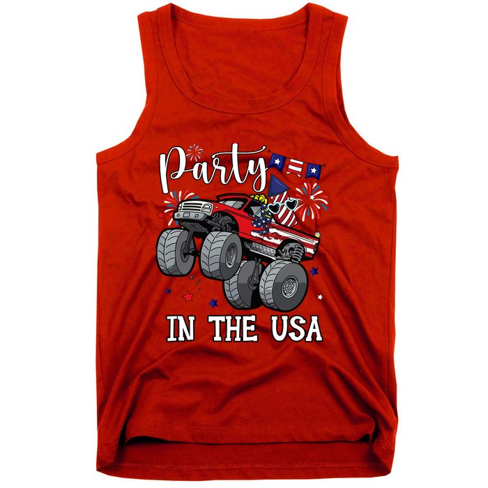 Party In Usa Monster Truck Us Flag Boy America Tank Top