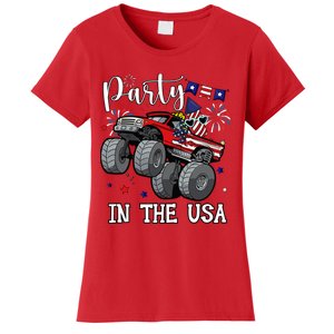 Party In Usa Monster Truck Us Flag Boy America Women's T-Shirt