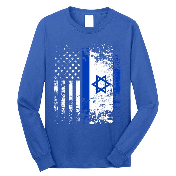 Proud Israeli Usa Flag Patriotic Pride American Israel Flag Gift Long Sleeve Shirt