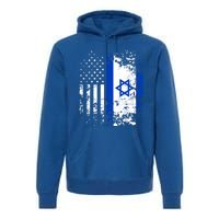 Proud Israeli Usa Flag Patriotic Pride American Israel Flag Gift Premium Hoodie