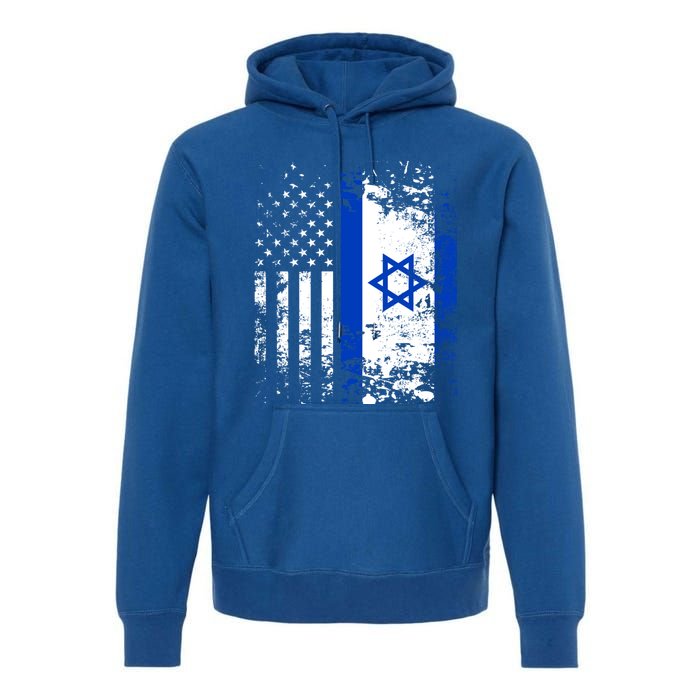 Proud Israeli Usa Flag Patriotic Pride American Israel Flag Gift Premium Hoodie