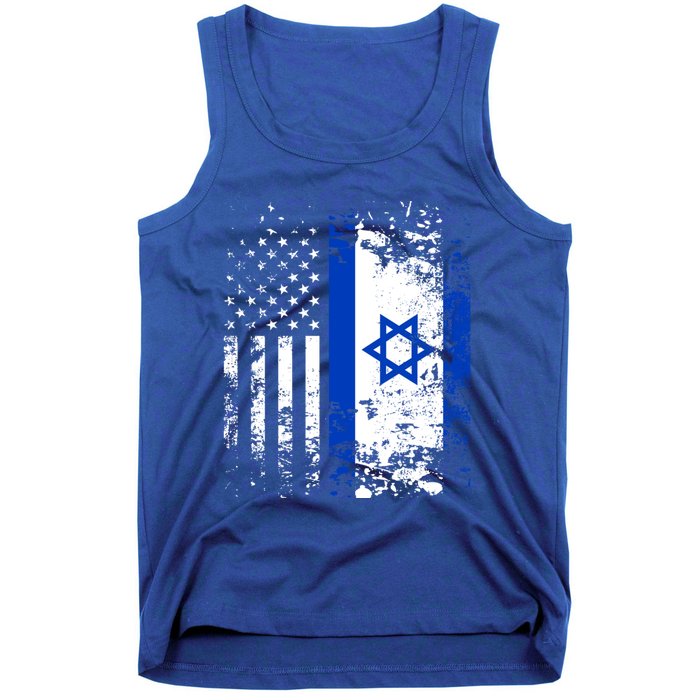 Proud Israeli Usa Flag Patriotic Pride American Israel Flag Gift Tank Top