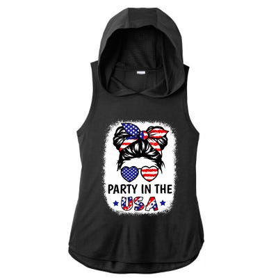 Party In Usa 4th Of July Flag American Ladies PosiCharge Tri-Blend Wicking Draft Hoodie Tank