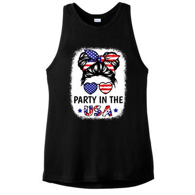 Party In Usa 4th Of July Flag American Ladies PosiCharge Tri-Blend Wicking Tank