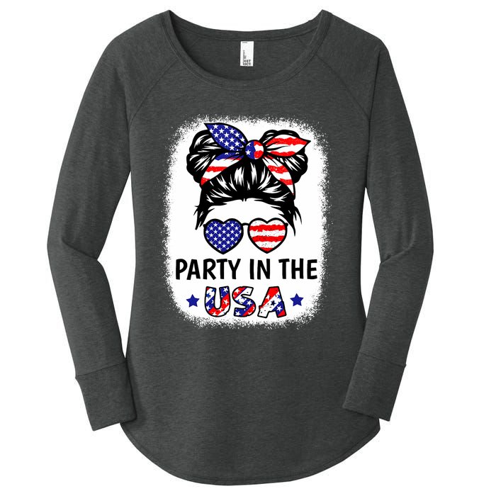 Party In Usa 4th Of July Flag American Women's Perfect Tri Tunic Long Sleeve Shirt