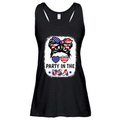 Party In Usa 4th Of July Flag American Ladies Essential Flowy Tank