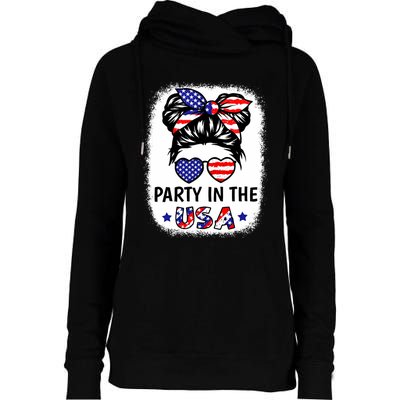 Party In Usa 4th Of July Flag American Womens Funnel Neck Pullover Hood