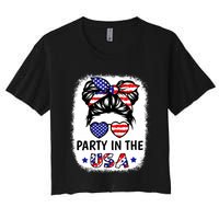 Party In Usa 4th Of July Flag American Women's Crop Top Tee