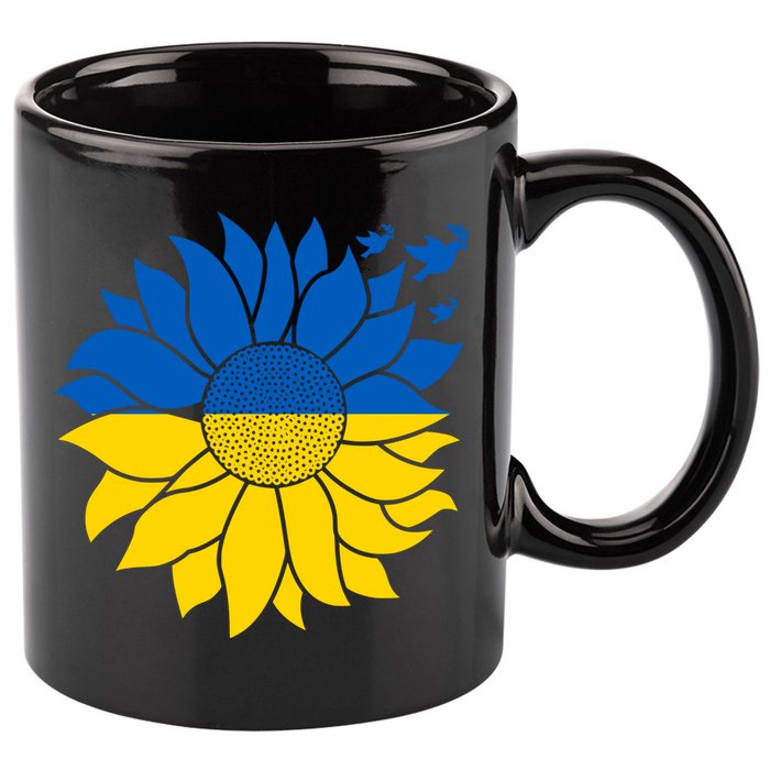 Peace in Ukraine Sunflower Design for Wo Ukrainian Flag 11oz C Handle Ceramic Mug