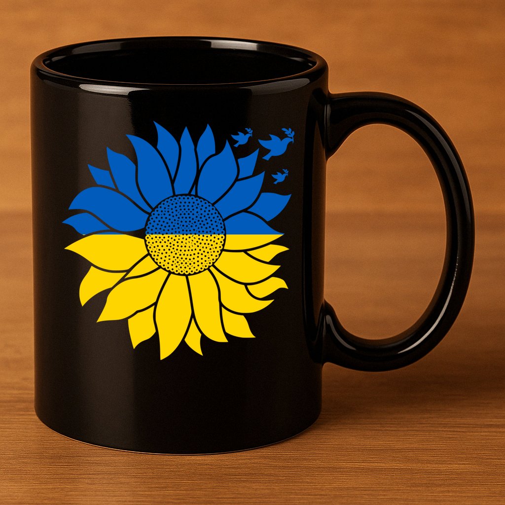 Peace in Ukraine Sunflower Design for Wo Ukrainian Flag 11oz C Handle Ceramic Mug