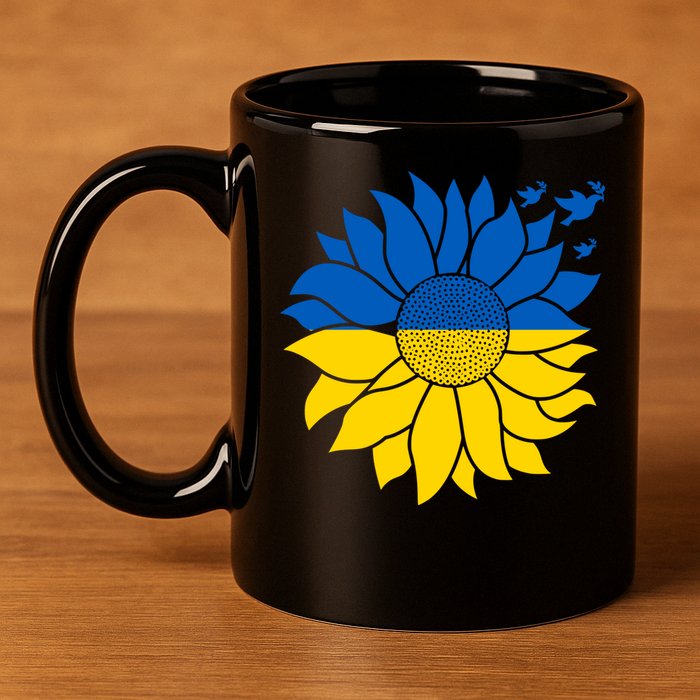 Peace in Ukraine Sunflower Design for Wo Ukrainian Flag 11oz C Handle Ceramic Mug