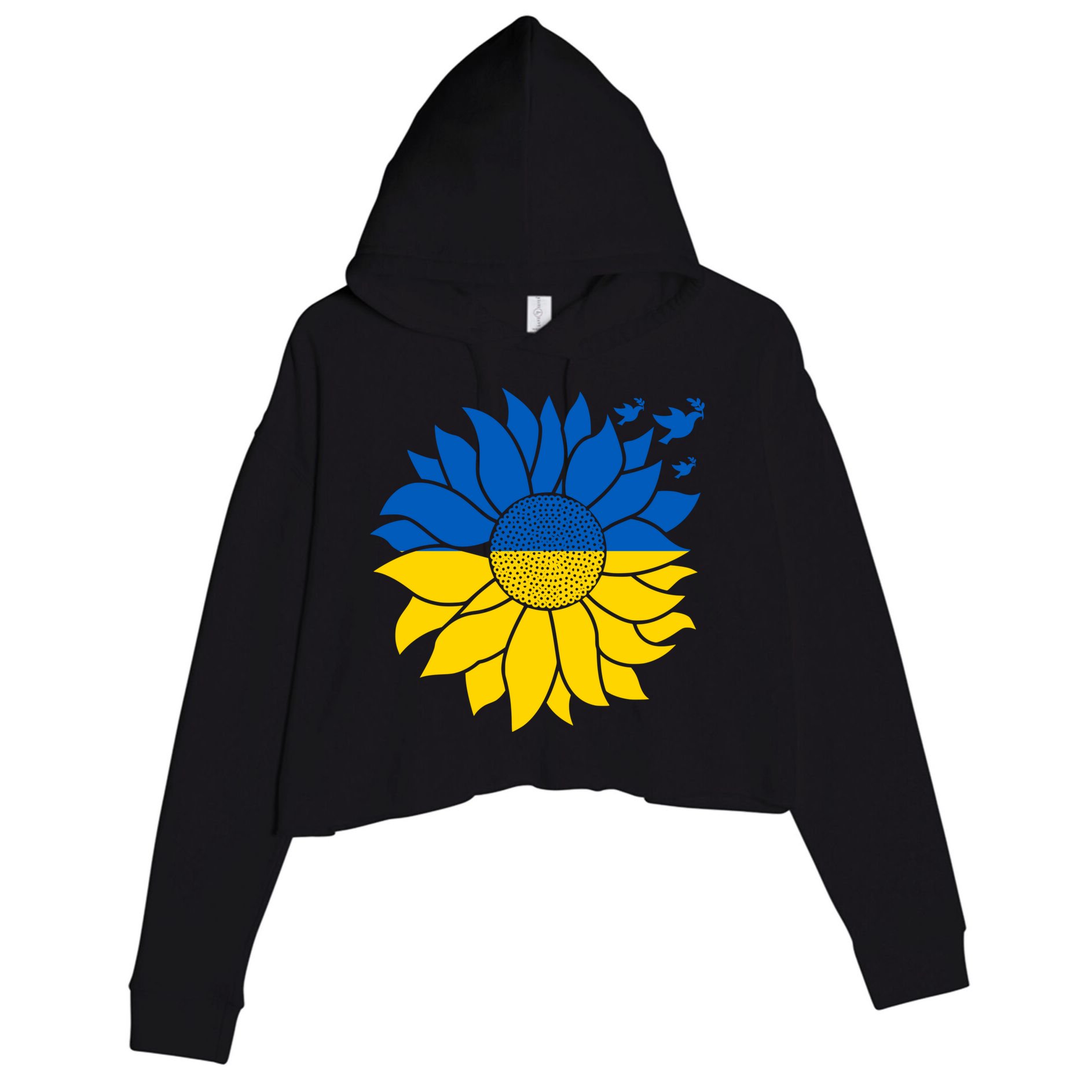 Peace in Ukraine Sunflower Design for Wo Ukrainian Flag Crop Fleece Hoodie