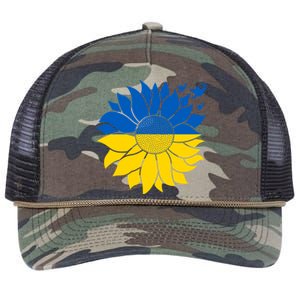 Peace in Ukraine Sunflower Design for Wo Ukrainian Flag Retro Rope Trucker Hat Cap