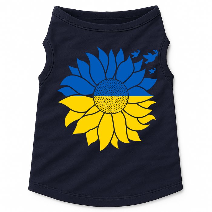 Peace in Ukraine Sunflower Design for Wo Ukrainian Flag Doggie Tank