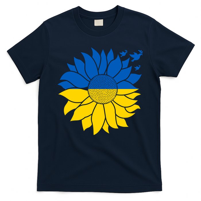 Peace in Ukraine Sunflower Design for Wo Ukrainian Flag T-Shirt