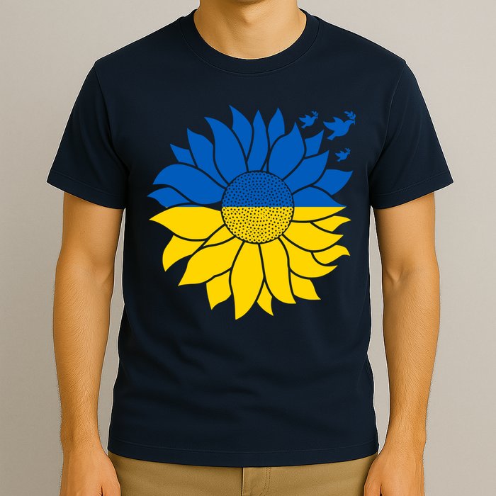 Peace in Ukraine Sunflower Design for Wo Ukrainian Flag T-Shirt