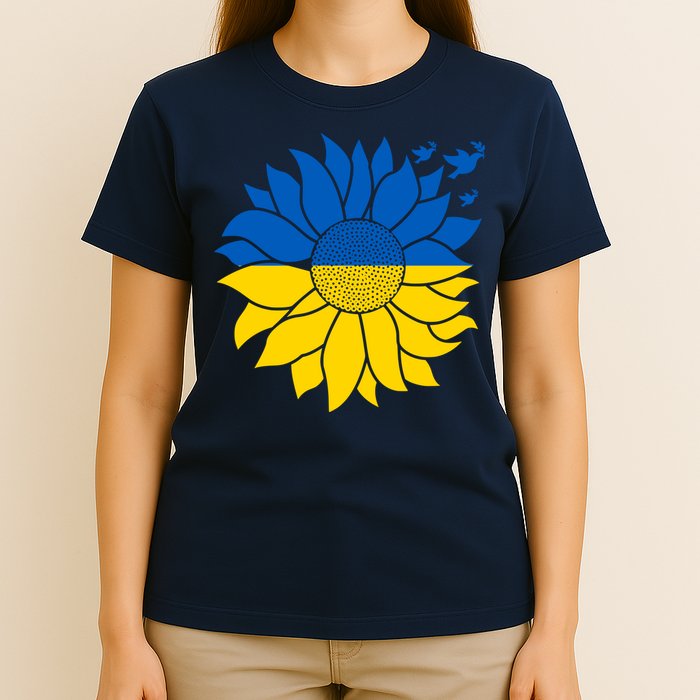 Peace in Ukraine Sunflower Design for Wo Ukrainian Flag T-Shirt