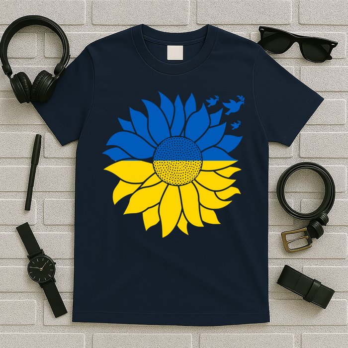 Peace in Ukraine Sunflower Design for Wo Ukrainian Flag T-Shirt