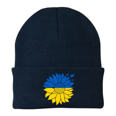 Peace in Ukraine Sunflower Design for Wo Ukrainian Flag Beanie