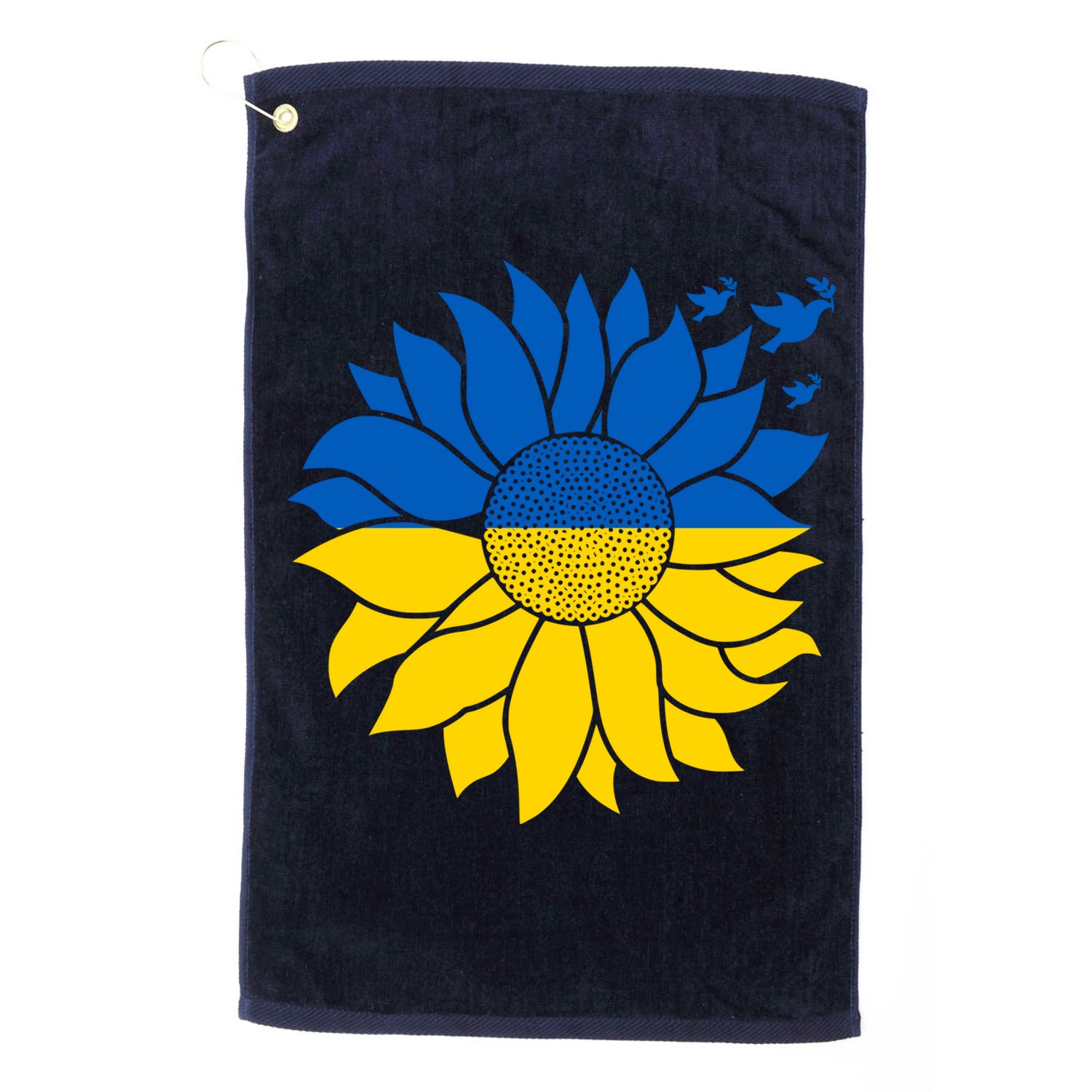 Peace in Ukraine Sunflower Design for Wo Ukrainian Flag Golf Towel