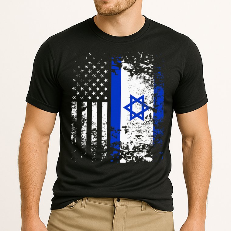 Proud Israeli Usa Flag Patriotic Pride American Israel Flag Cooling Performance Crew T-Shirt
