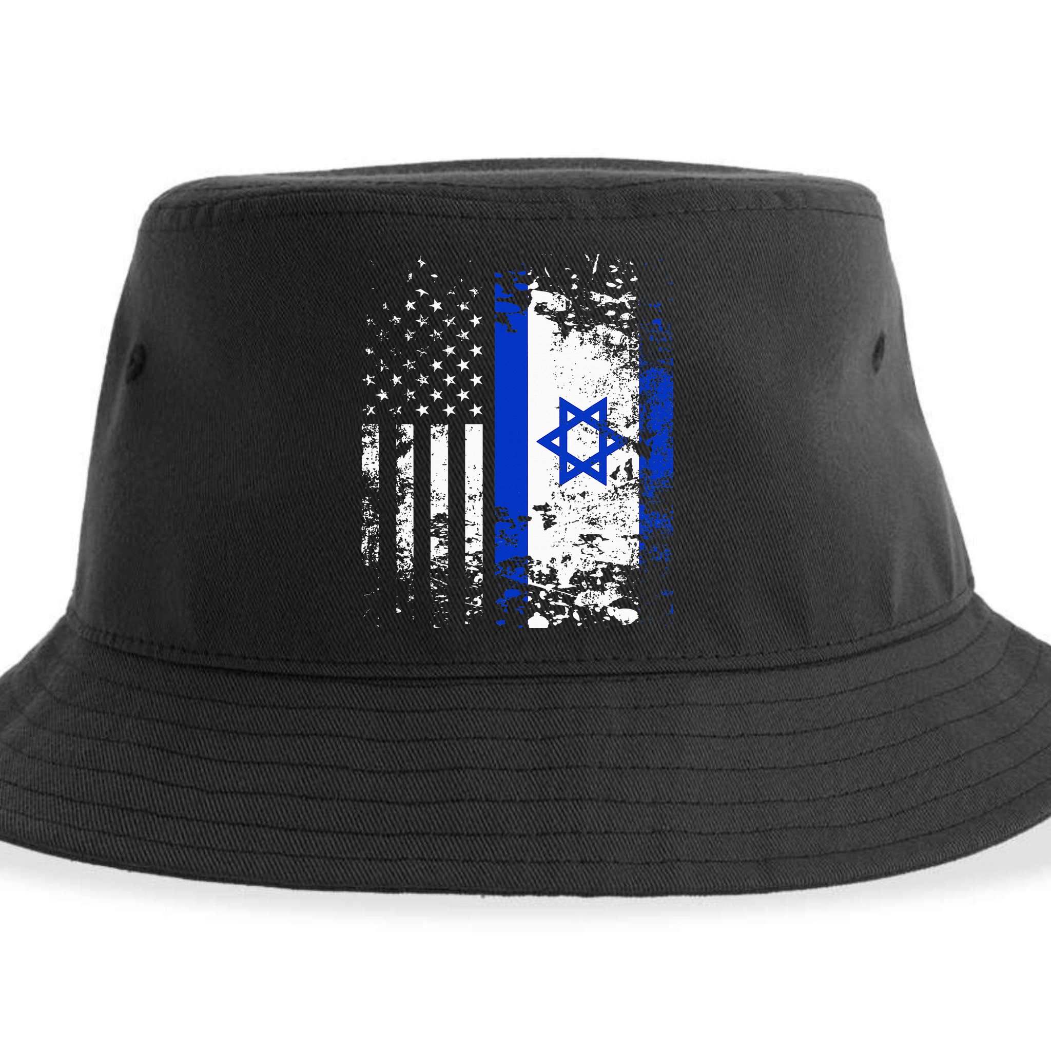 Proud Israeli Usa Flag Patriotic Pride American Israel Flag Sustainable Bucket Hat
