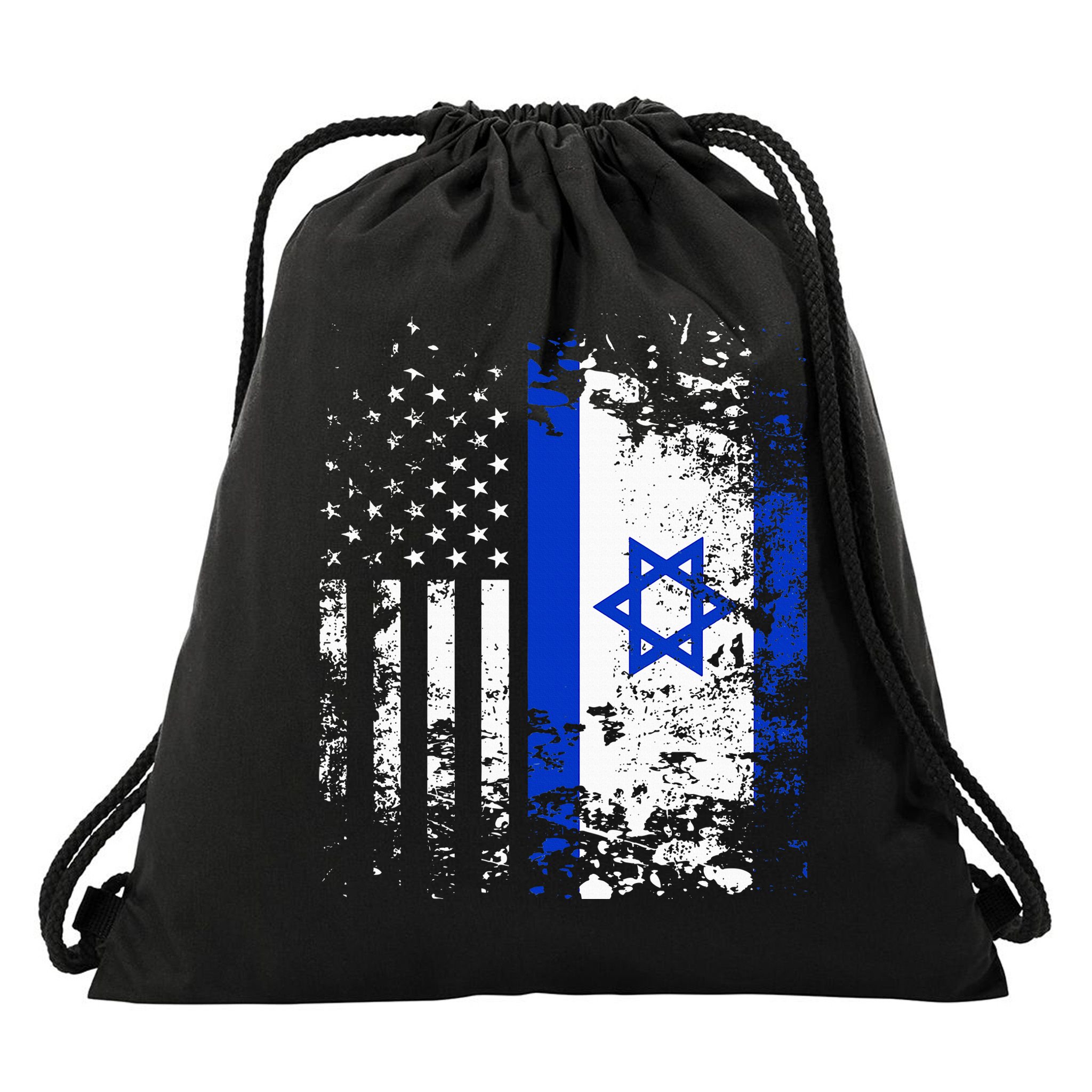 Proud Israeli Usa Flag Patriotic Pride American Israel Flag Drawstring Bag