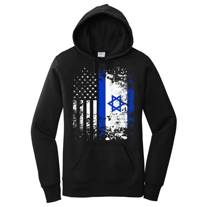 Proud Israeli Usa Flag Patriotic Pride American Israel Flag Women's Pullover Hoodie