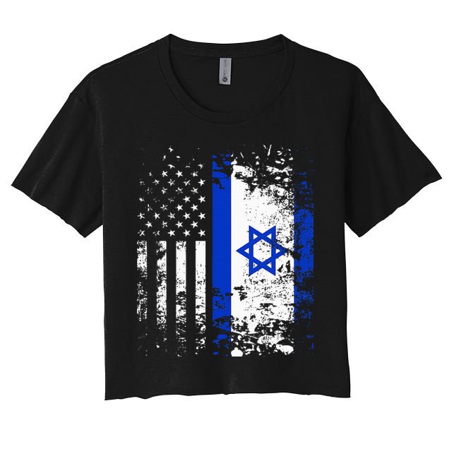 Proud Israeli Usa Flag Patriotic Pride American Israel Flag Crop Top