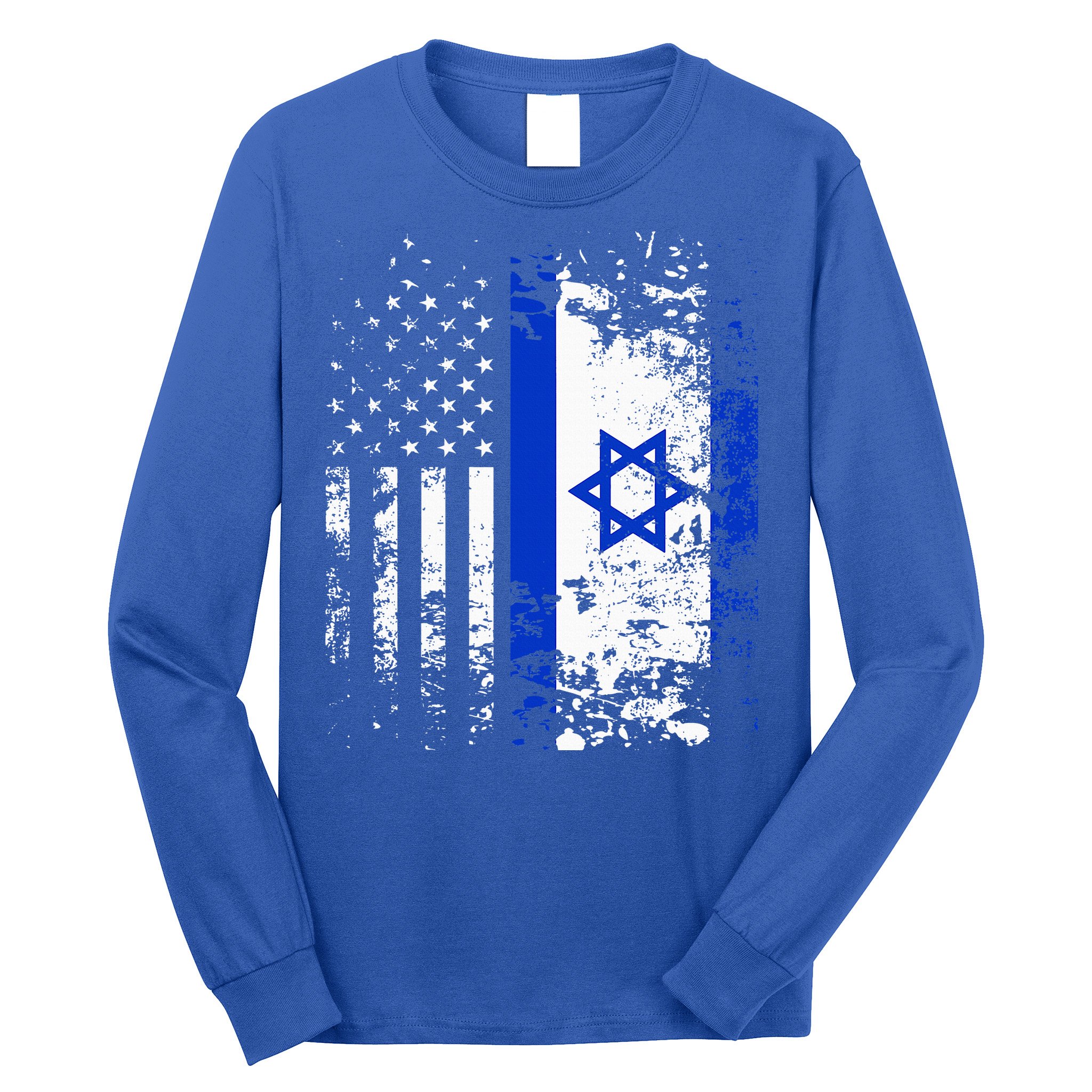 Proud Israeli Usa Flag Patriotic Pride American Israel Flag Long Sleeve Shirt