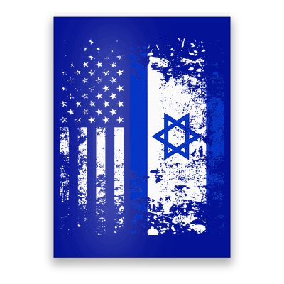 Proud Israeli Usa Flag Patriotic Pride American Israel Flag Poster