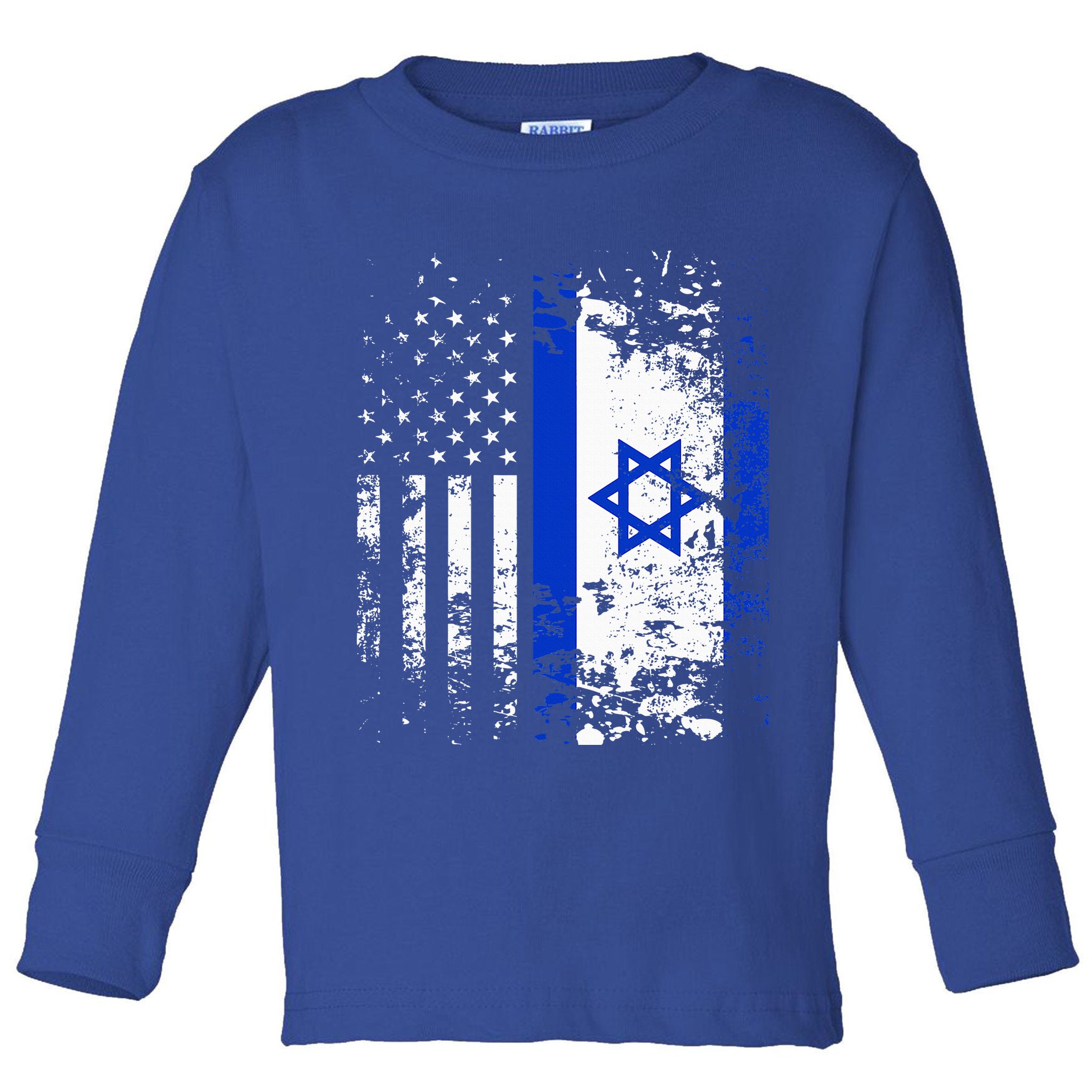 Proud Israeli Usa Flag Patriotic Pride American Israel Flag Toddler Long Sleeve Shirt