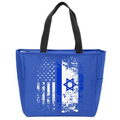 Proud Israeli Usa Flag Patriotic Pride American Israel Flag Zip Tote Bag