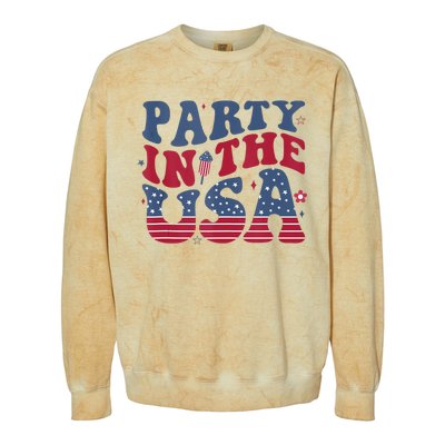 Party In Usa 4th Of July Flag American Colorblast Crewneck Sweatshirt