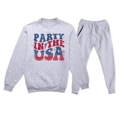 Party In Usa 4th Of July Flag American Premium Crewneck Sweatsuit Set