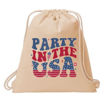 Party In Usa 4th Of July Flag American Drawstring Bag