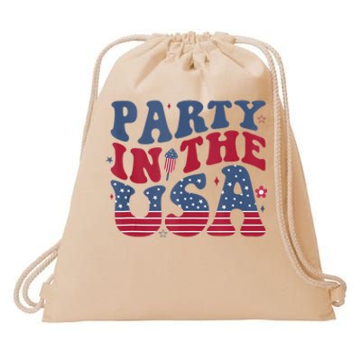 Party In Usa 4th Of July Flag American Drawstring Bag