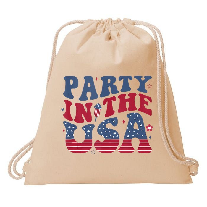 Party In Usa 4th Of July Flag American Drawstring Bag