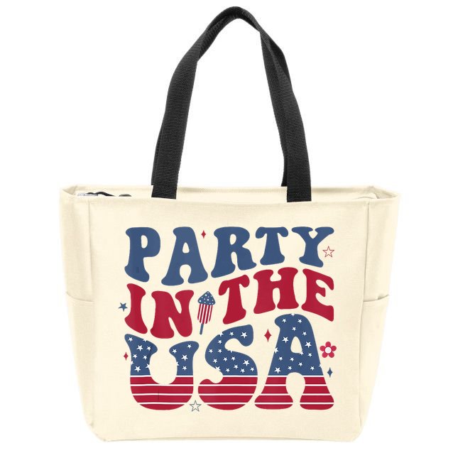 Party In Usa 4th Of July Flag American Zip Tote Bag