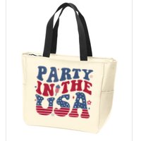 Party In Usa 4th Of July Flag American Zip Tote Bag
