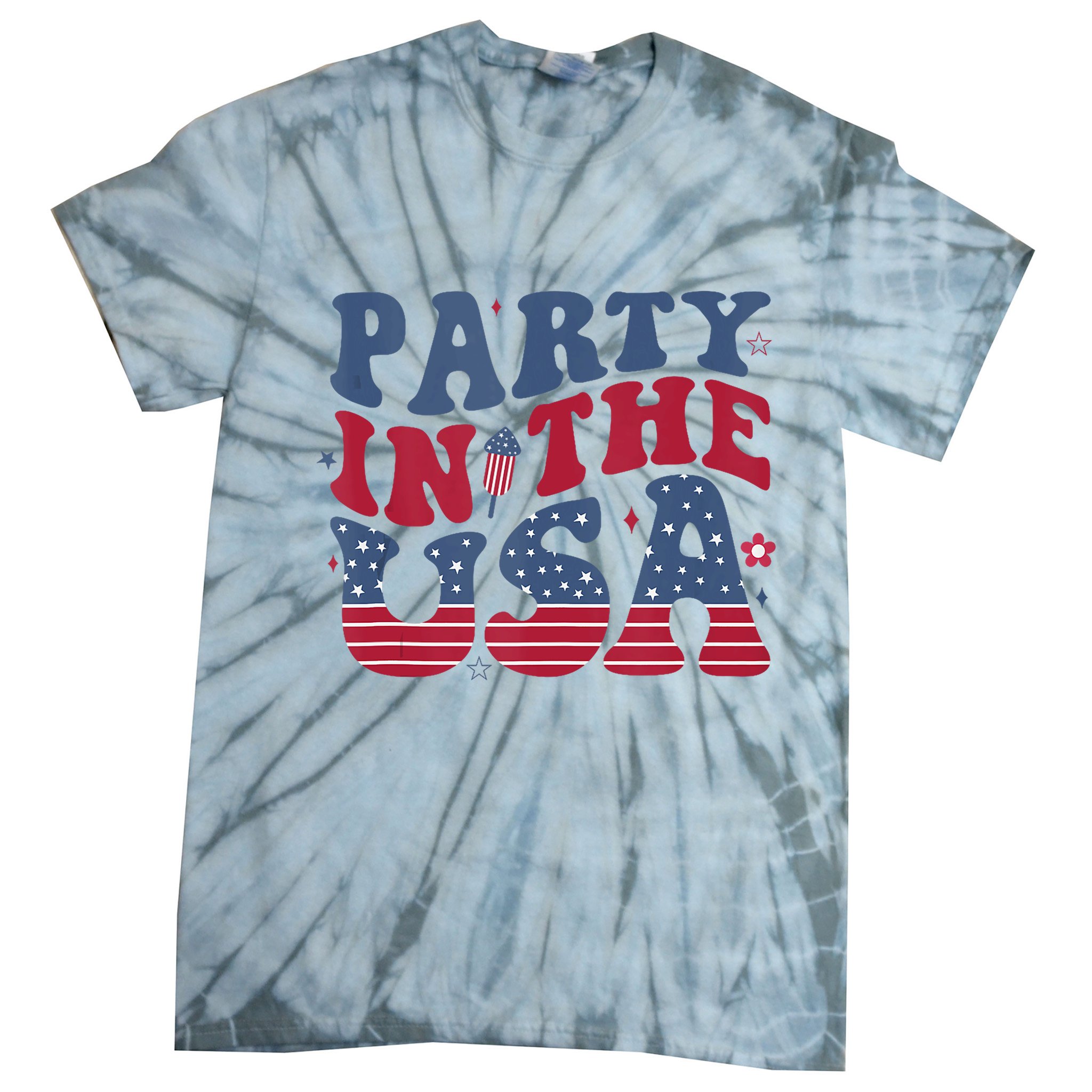 Party In Usa 4th Of July Flag American Tie-Dye T-Shirt
