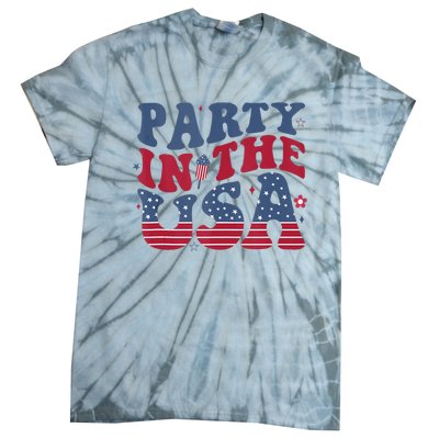 Party In Usa 4th Of July Flag American Tie-Dye T-Shirt